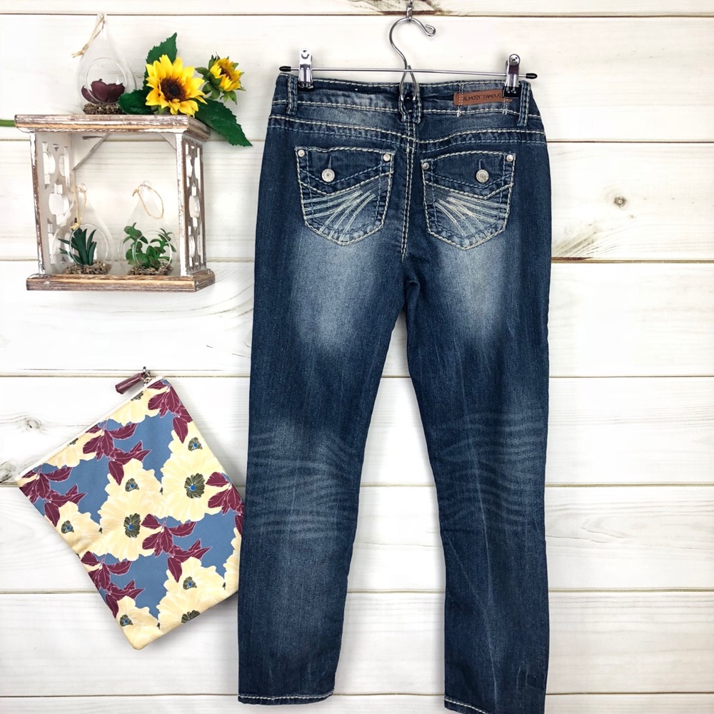 Almost Famous Denim Jeans Embroidered Pockets